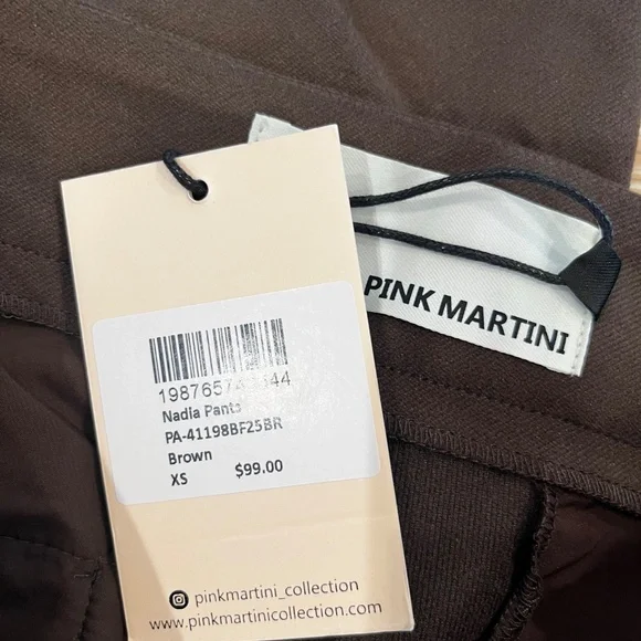 NWT Pink Martini Nadia Cropped Wide Leg Pants in Chocolate Brown Size XS - Picture 5 of 5